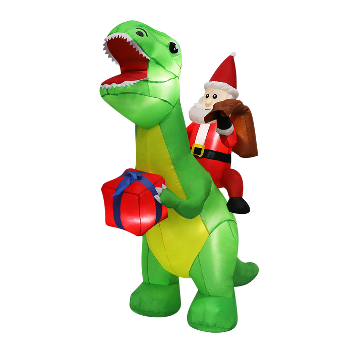 Goslash Picks Christmas Inflatables Outdoor Santa Claus Riding Dinosaur Lights Décor