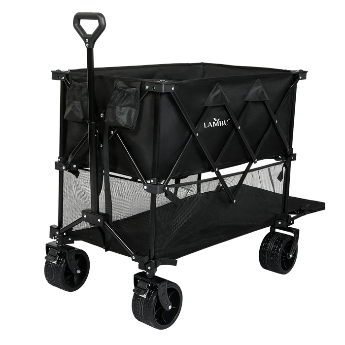 Goslash Picks Folding Wagon Cart Double Shelves