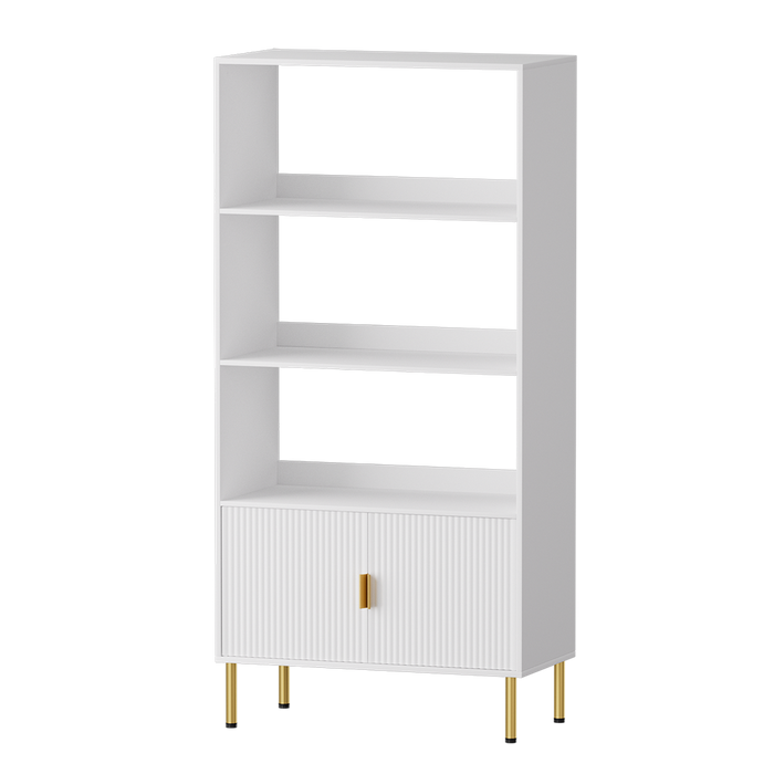 Display Shelf 3 Tier Bookshelf - White Gold