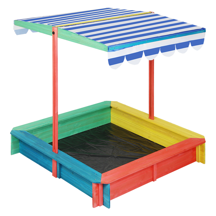 Kids Wooden Sandbox 120X120Cm - Natural