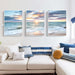 50cmx70cm Sunrise By The Ocean 3 Sets White Frame Canvas