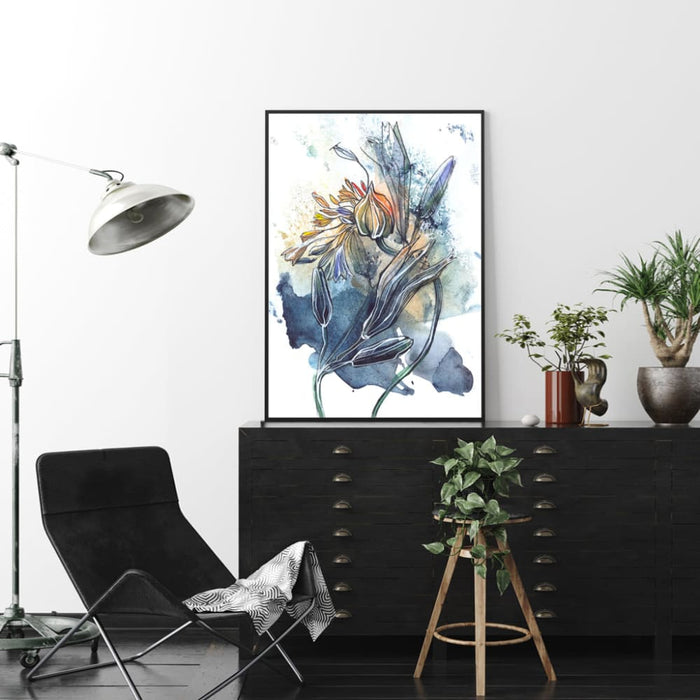 50cmx70cm Watercolor Style Abstract Flower 3 Sets Black