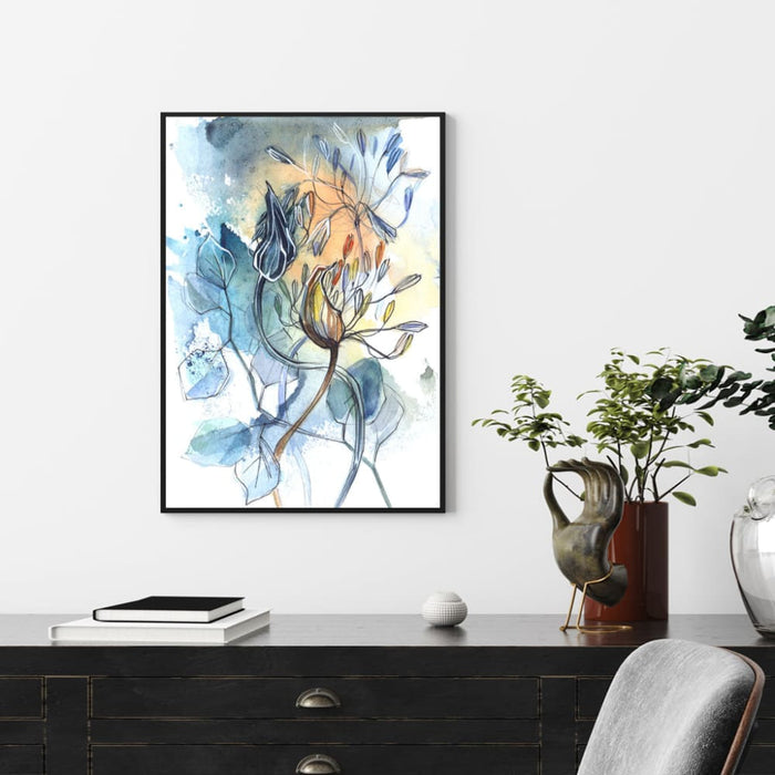 50cmx70cm Watercolor Style Abstract Flower 3 Sets Black