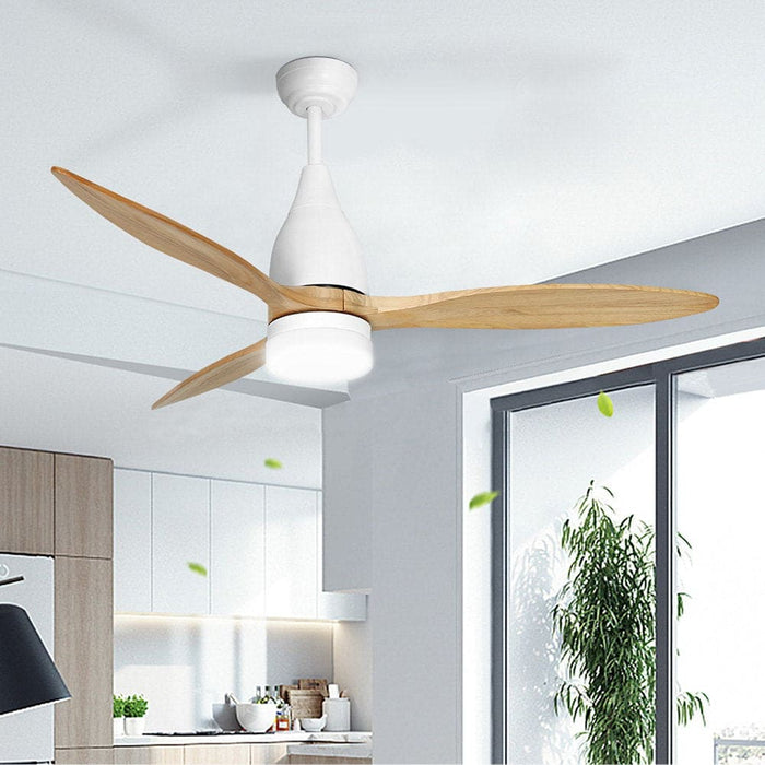 52’’ Ceiling Fan Led Light Remote Control Wooden Blades