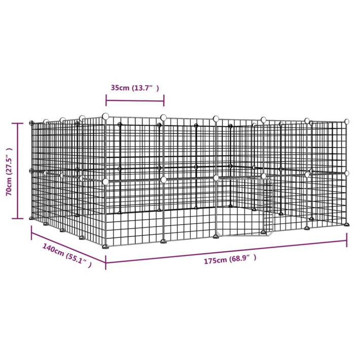 52-panel Pet Cage With Door Black 35x35 Cm Steel Tooabao