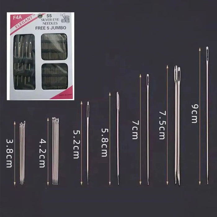 55 Piece Stainless Steel Sewing Needle Set For Needlework