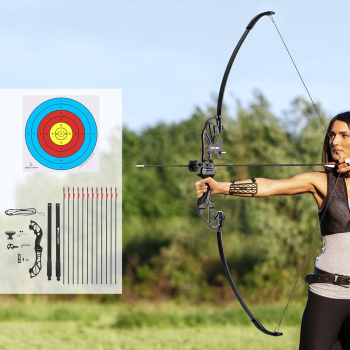 55lbs Bow Arrow Set Recurve Takedown Archery Hunting