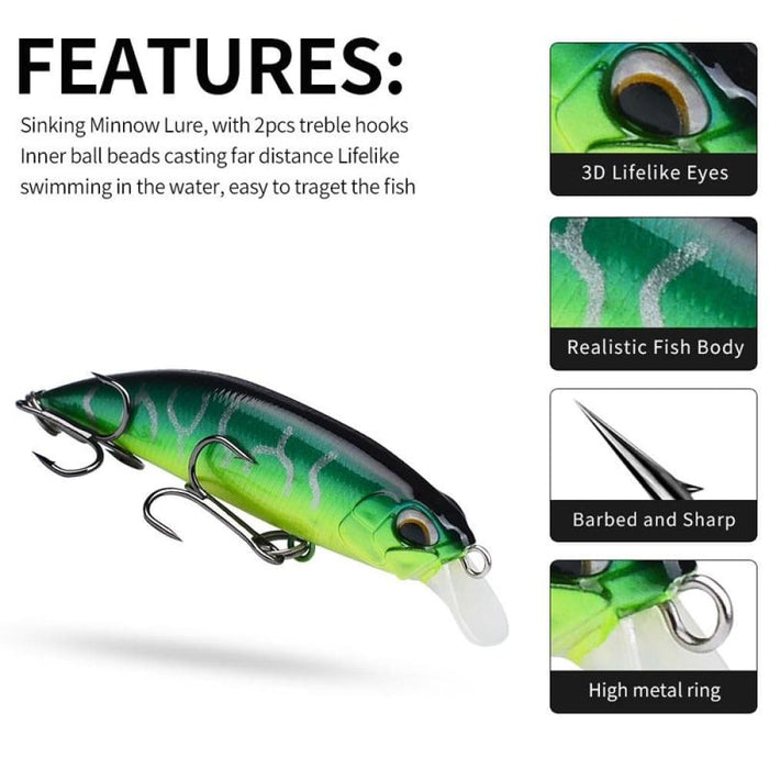 5cm Sinking Minnow Lure For Freshwater And Sea Bass Fishing