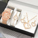 5pcs Set Fashion Women Jewelry Watches Ladies Dress Leather