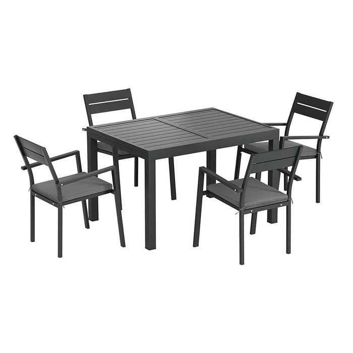 5pcs Outdoor Dining Set 4-seater Aluminum Extension Table