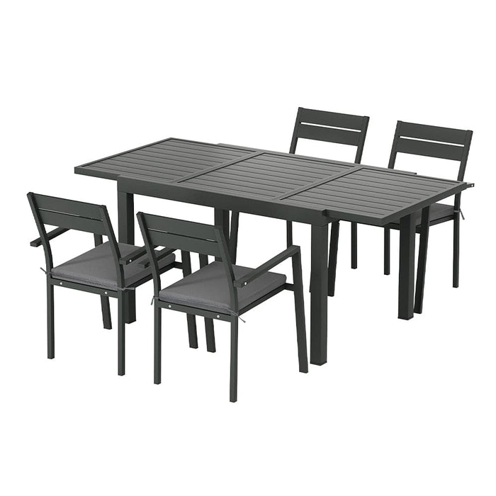 5pcs Outdoor Dining Set 4-seater Aluminum Extension Table