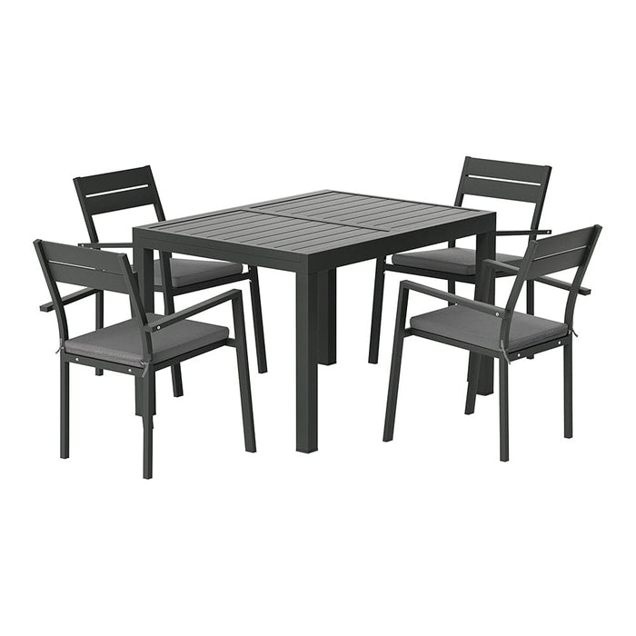 5pcs Outdoor Dining Set 4-seater Aluminum Extension Table