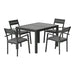 5pcs Outdoor Dining Set 4-seater Aluminum Extension Table