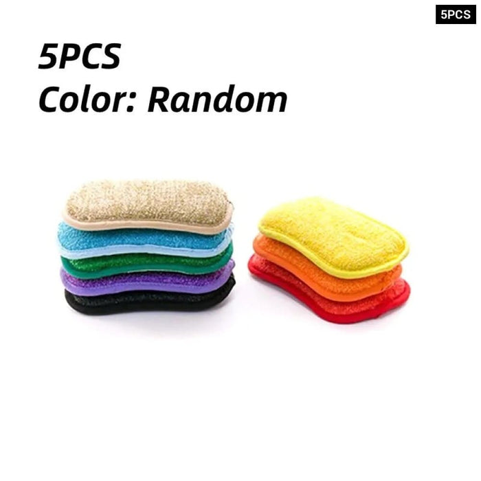 5pcs Super Absorbent Microfiber Double Sided Scrub Sponge