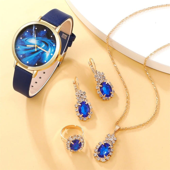 5pcs Set Women Starry Sky Dial Watch Brand Design Female