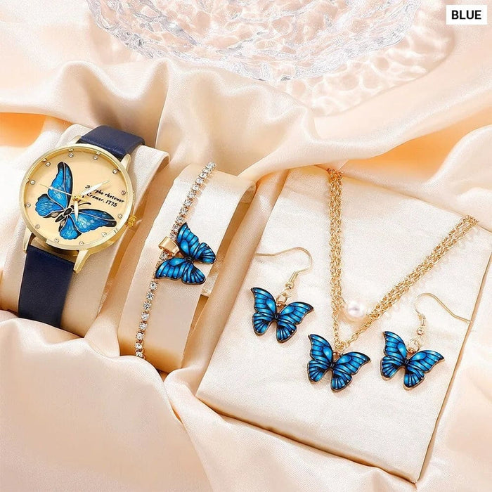 5pcs Set Womens Fashion Quartz Watch Female Clock Butterfly