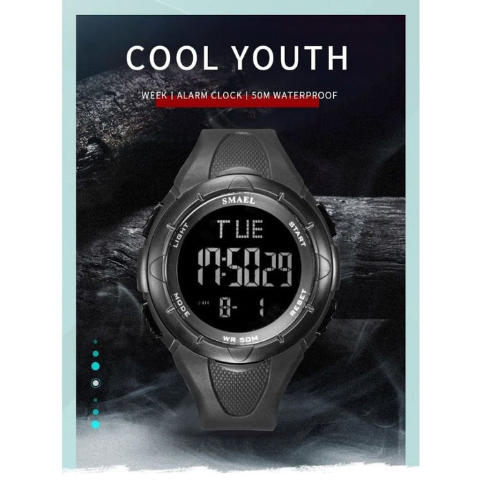 6 In 1 Men’s 50m Waterproof Led Digital Wrist Watch Bracelet