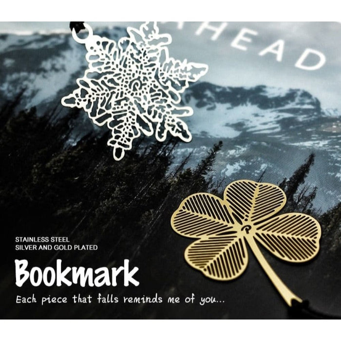 6 Pcs 316 Stainless Steel Snow Flake Clover Leaf Bookmark