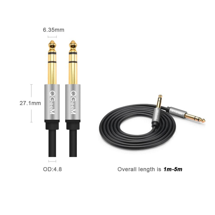 6.5mm 6.35mm Jack Male To Amplifier Bass Audio Aux Cable