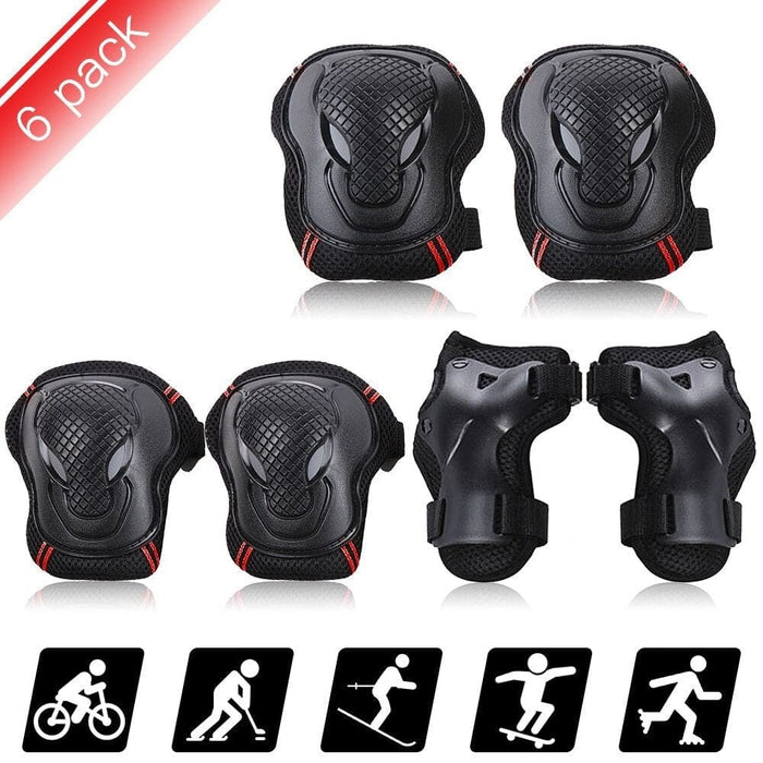 6 Pcs Knee Elbow Pads Wrist Guards Safety Protective Gear