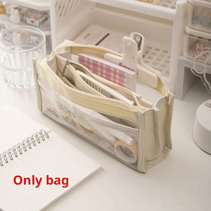 6 Layer Large Capacity Pencil Case Transparent Pvc Storage