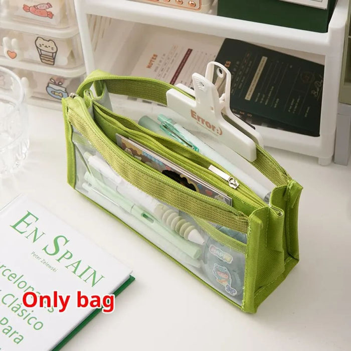 6 Layer Large Capacity Pencil Case Transparent Pvc Storage