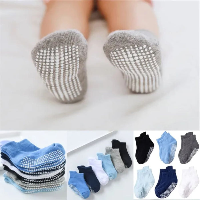 6 Pairs Cotton Baby Anti Slip Socks For Boys Girls Low Cut