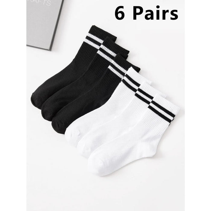 6 Pairs Sweat Absorption High Tube Mid Length Stockings Set