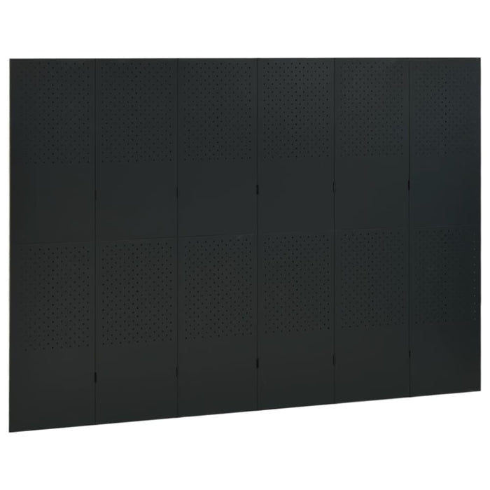 6-panel Room Divider Black 240x180 Cm Steel Ttpkba