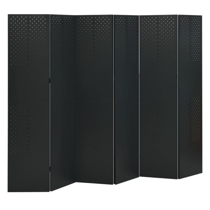 6-panel Room Divider Black 240x180 Cm Steel Ttpkba