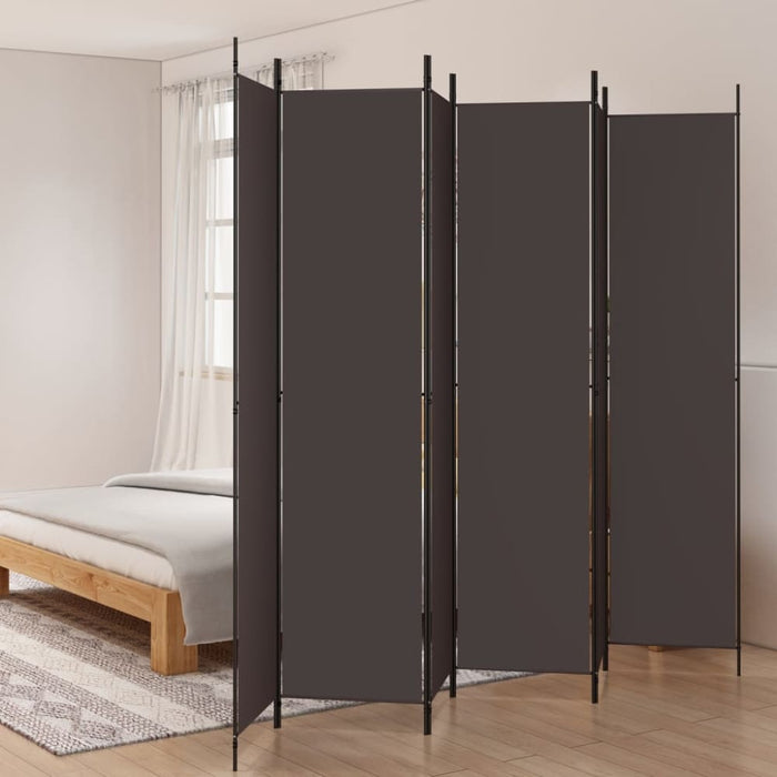 6-panel Room Divider Brown 300x220 Cm Fabric Tpbxbi