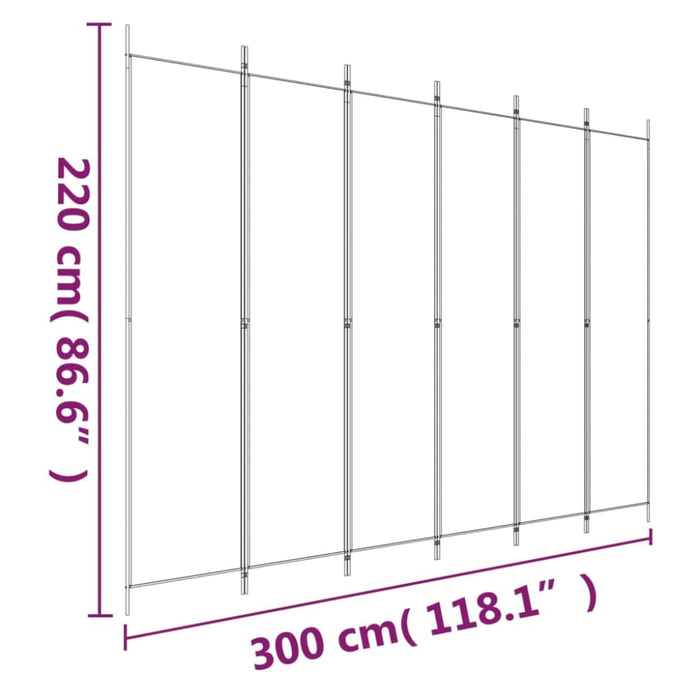 6-panel Room Divider Brown 300x220 Cm Fabric Tpbxbi