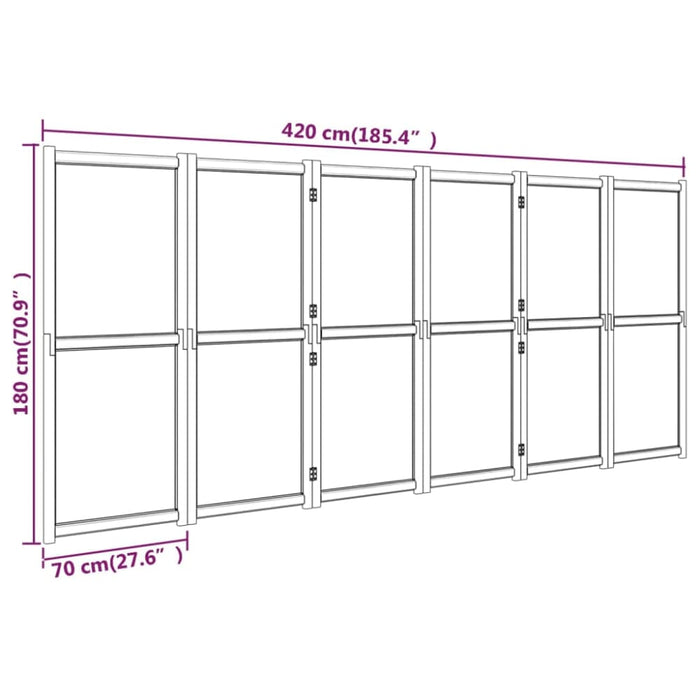 6-panel Room Divider Cream White 420x180 Cm Tokonl