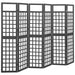 6 Panel Room Divider Trellis Solid Fir Wood Black Gl53165