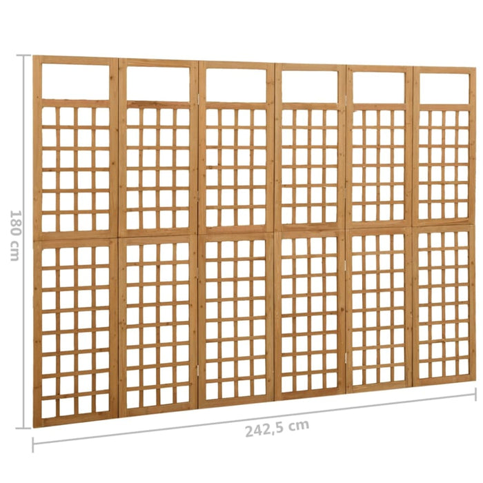 6 Panel Room Divider Trellis Solid Fir Wood Gl52161