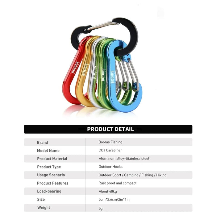 6 Piece Aluminum Carabiner For Camping And Climbing