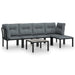 6 Piece Garden Lounge Set Black And Grey Poly Rattan Toniipb