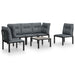 6 Piece Garden Lounge Set Black And Grey Poly Rattan Toniiti