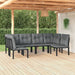 6 Piece Garden Lounge Set Black And Grey Poly Rattan Toniitn