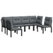 6 Piece Garden Lounge Set Black And Grey Poly Rattan Toniitn