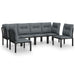 6 Piece Garden Lounge Set Black And Grey Poly Rattan Toniitn