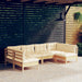 6 Piece Garden Lounge Set With Cream Cushions Solid