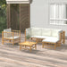 6 Piece Garden Lounge Set With Cream White Cushions Bamboo