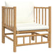 6 Piece Garden Lounge Set With Cream White Cushions Bamboo