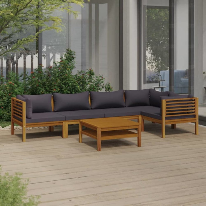 6 Piece Garden Lounge Set With Cushion Solid Acacia Wood