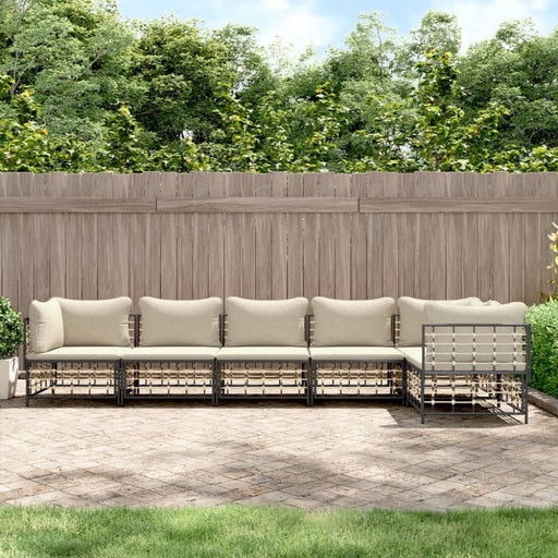 6 Piece Garden Lounge Set With Cushions Anthracite Poly