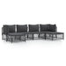 6 Piece Garden Lounge Set With Cushions Anthracite Steel