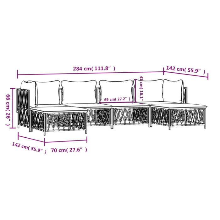 6 Piece Garden Lounge Set With Cushions Anthracite Steel