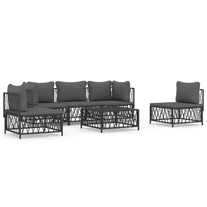 6 Piece Garden Lounge Set With Cushions Anthracite Steel