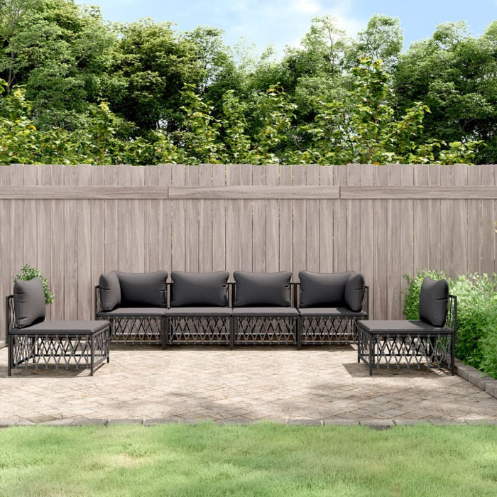 6 Piece Garden Lounge Set With Cushions Anthracite Steel